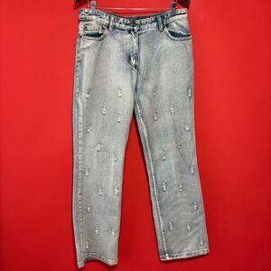 Jeanology Collection Women's‎ Blue Embellished Distressed Denim Jeans